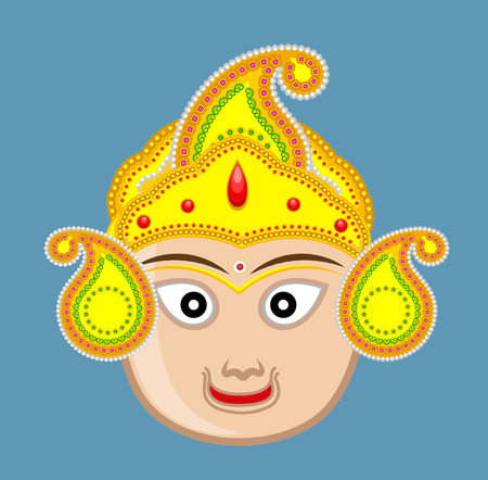 Hindu God's Face with Golden Crownのイラスト素材