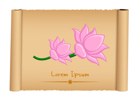 Lotus Flowers Parchment Bannerのイラスト素材