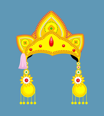Golden Hindu Ornament and Crown for Mythological Characterのイラスト素材