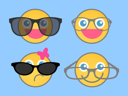 Illustration for Goggles Fashion - Cartoon Smiley Set - Royalty Free Image