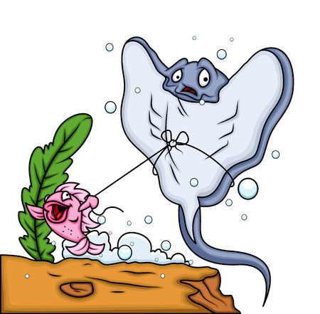 Captive Stingray Fishes Characterのイラスト素材