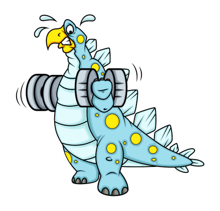 Cartoon Dinosaur Doing Exerciseのイラスト素材