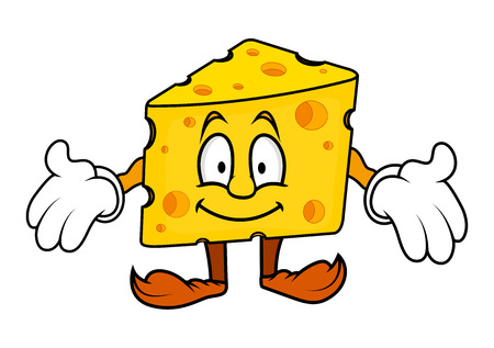 Surprised Cartoon Cheese Presentingのイラスト素材