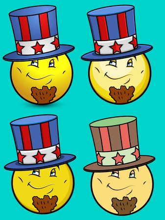 Patriotic Uncle Sam Emoticonsのイラスト素材