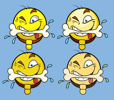 Greedy Dog Smiley Setのイラスト素材