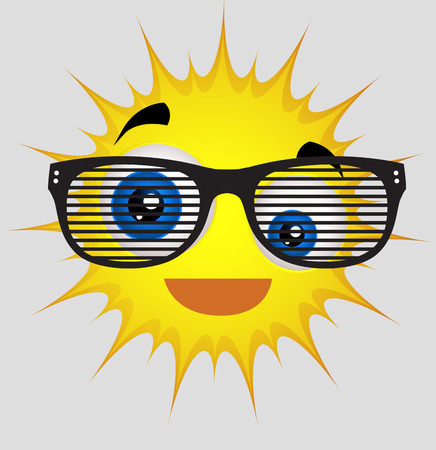 Funny Sun Smiley with Retro Sunglassesのイラスト素材