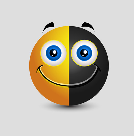 Half Black Happy Smiley Expressionのイラスト素材