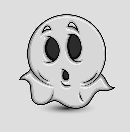 Cute Shocked Cartoon Ghost Emoticonのイラスト素材