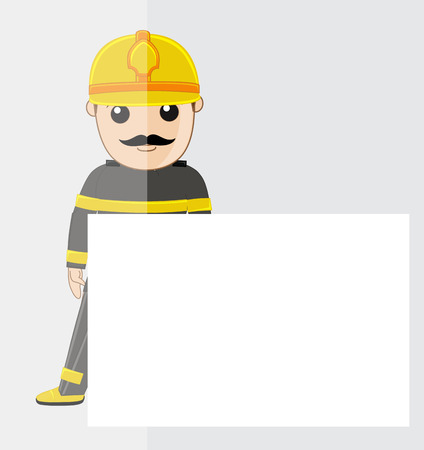 Engineer Cartoon with Blank Advertisement Boardのイラスト素材
