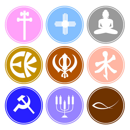 Sticker Style Vintage Religious Symbolsのイラスト素材