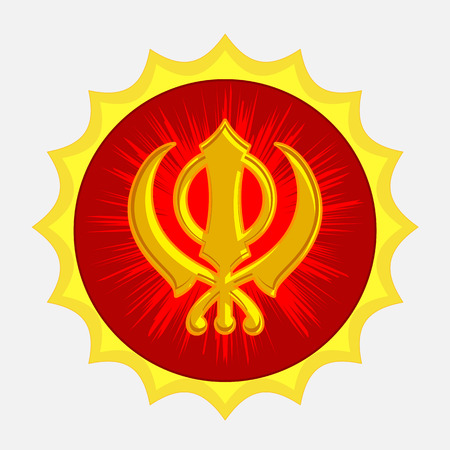 Golden Sikhism Symbol Badgeのイラスト素材