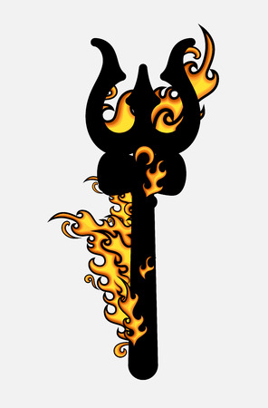 Spiritual Burning Trident of Shiva Vectorのイラスト素材