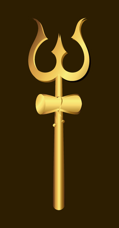 Golden Trident of Shiva Vector Symbolのイラスト素材