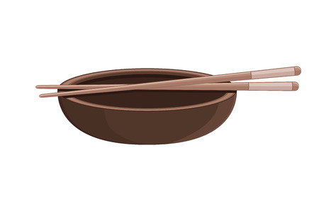 Traditional Wooden Bowl with Chopsticks Vectorのイラスト素材