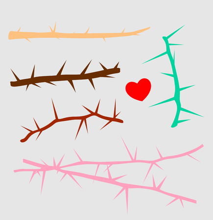 Thorns Wire and Branches Vector Elementsのイラスト素材