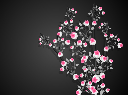 Beautiful Flowers Isolated on Dark Backgroundのイラスト素材
