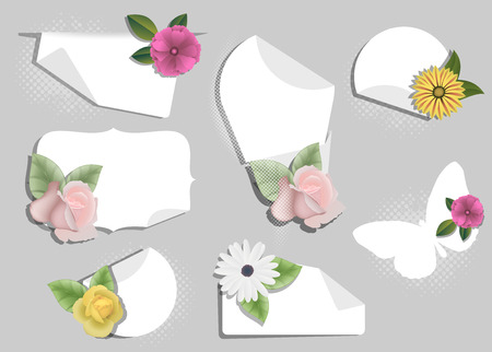 Decorative Flowers Greeting Label and Bannersのイラスト素材