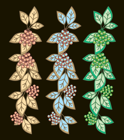 Vintage Flourish Leaves Vine Vectorsのイラスト素材