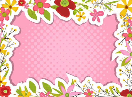 Scrapbook Flowers Frame Stickerのイラスト素材