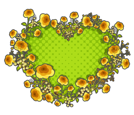Yellow Roses Heart Frame for Valentines Dayのイラスト素材