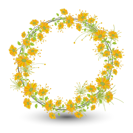 Autumn Flowers Wreath Designのイラスト素材