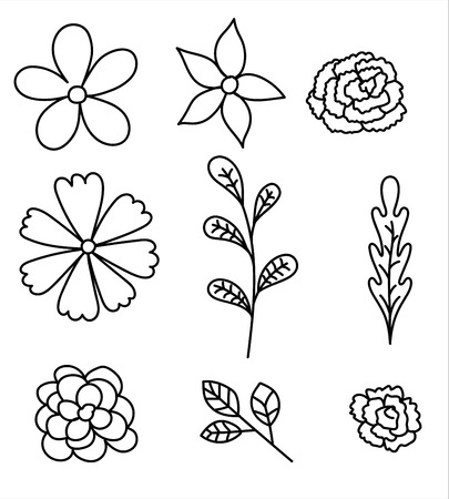 Doodle Floral Elementsのイラスト素材