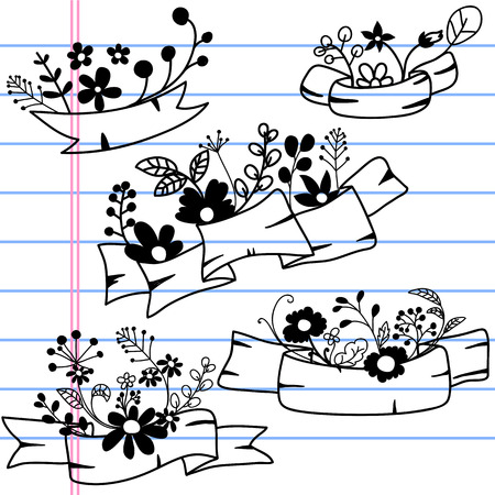 Hand Drawn Festive Greeting Bannersのイラスト素材