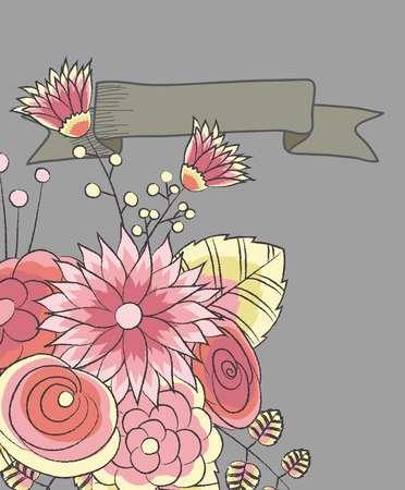 Vintage Bouquet Greeting Bannerのイラスト素材
