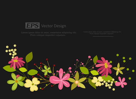 Decorative Colored Flowers Template Vectorのイラスト素材