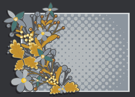 Flowers Elements Halftone Backgroundのイラスト素材