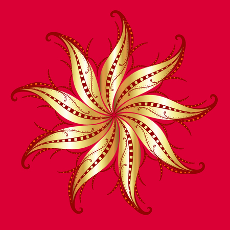 Golden Swirl Floral Designのイラスト素材