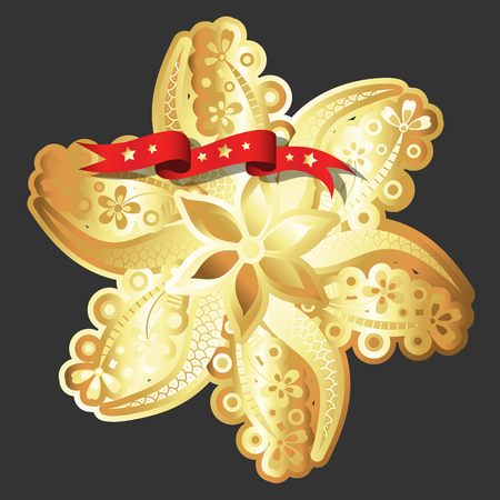 Golden Decorative Floral Element Designのイラスト素材