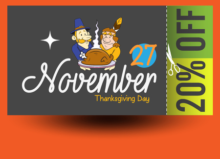 Thanksgiving Day Discount Coupon for Online Shoppingのイラスト素材