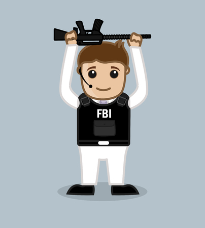 FBI Agent Holding a Rifle Over the Headのイラスト素材