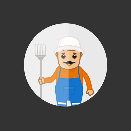 Man with Rake Vectorのイラスト素材