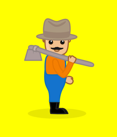Cowboy Character Holding a Spadeのイラスト素材