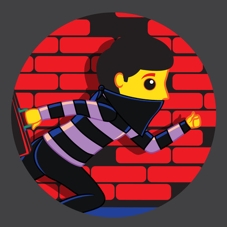 Running Thief Caught in Spotlightのイラスト素材