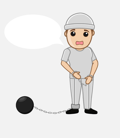 Sad Prisoner with Shackle Ball Vectorのイラスト素材