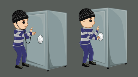 Robber Trying to Open Treasureのイラスト素材