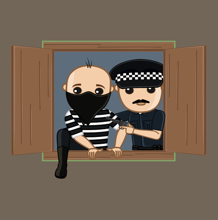 Police Arrested a Thief Trying to Runのイラスト素材