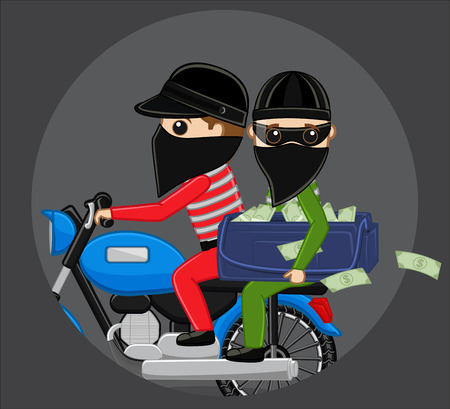 Robbers Run Away on Bike After Robberyのイラスト素材