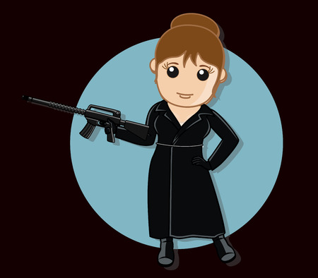 Female Gangster with Gunのイラスト素材