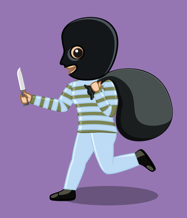Balaclava Robber Running After Robberyのイラスト素材