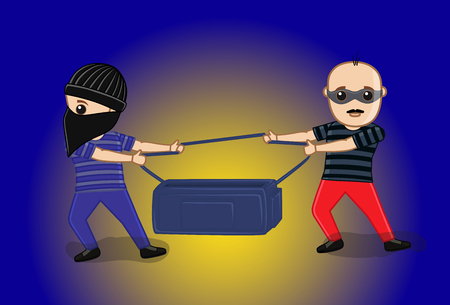 Robbers Fighting for Moneyのイラスト素材