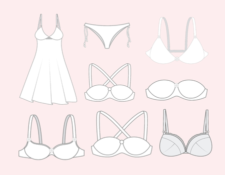 Collection of Bra and Innerwearsのイラスト素材