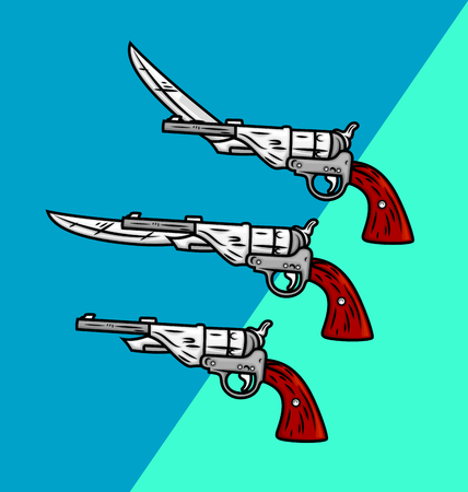 Retro Guns with Knivesのイラスト素材