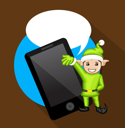 Elf Presenting a Smartphone Vector Illustrationのイラスト素材