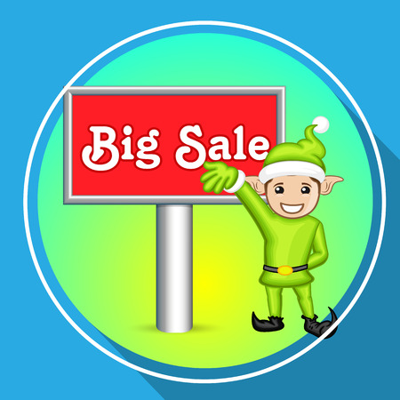Elf Presenting Big Sale Billboardのイラスト素材