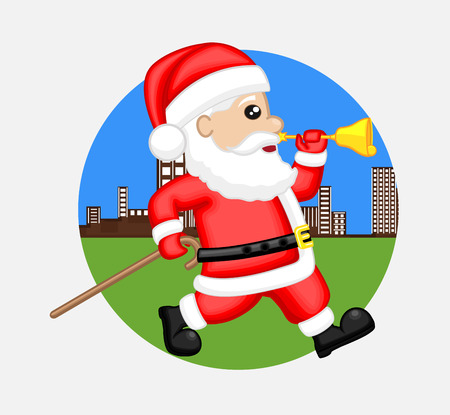 Kid Santa Claus Ringing Bell Vector Illustrationのイラスト素材