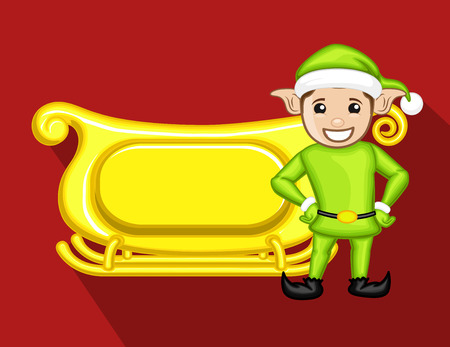 Kid Elf with Santa Sleigh Vectorのイラスト素材